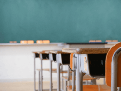 empty desks in classroom